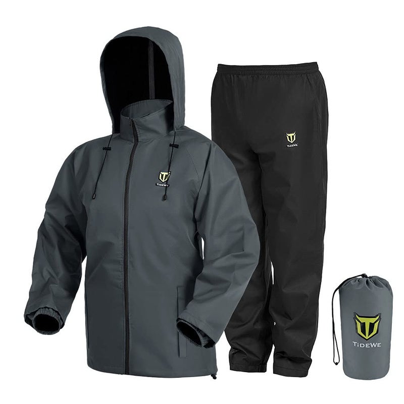 TIDEWE Rain Suit  Waterproof Breathable Lightweight Rainwear (Gray Size L) - Image 1